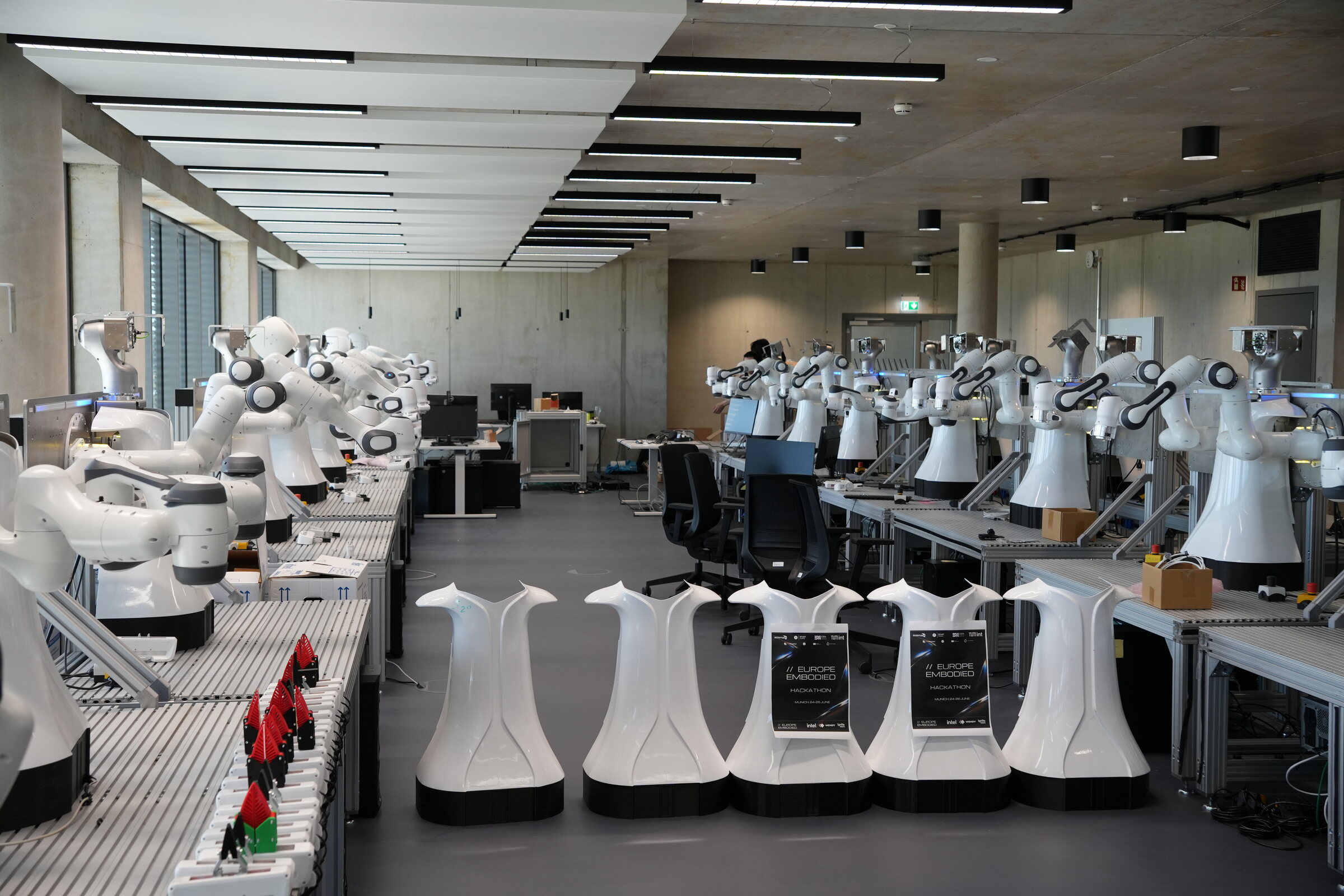 Franka robot arms in the Europe Embodied lab